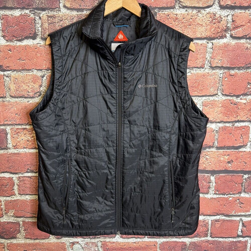 Columbia Women's Puffer Vest 1X Black Omni-Heat Infinity Quilted Full Zip